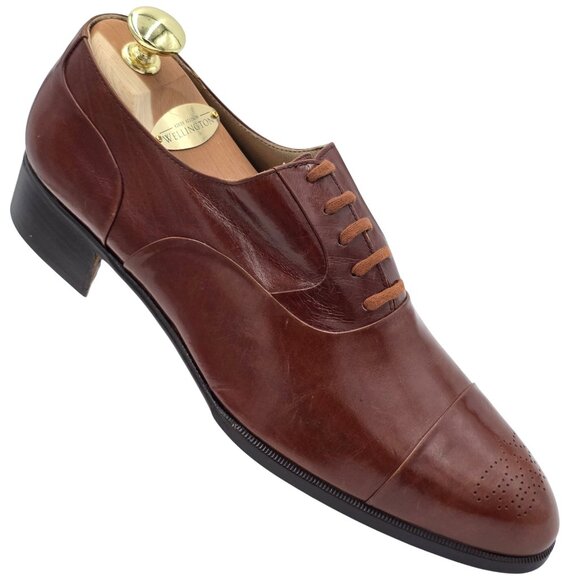 Vintage NEW R. Martegani Italy Mens 9D Brown Leather Oxfords Dress Shoes Italian main image 4